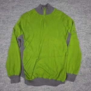 Mizuno Windlite Sweater Men's XL Green Gray 1/4 Zip Lined Windproof High Neck